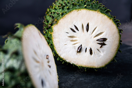 Soursop, an exotic fruit. Sweet tropical green fruit photo