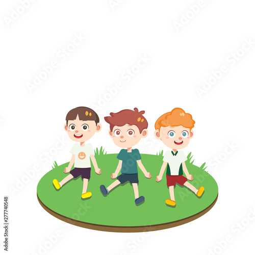 Children and friends are happy vector isolated