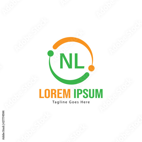 Initial NL logo template with modern frame. Minimalist NL letter logo vector illustration