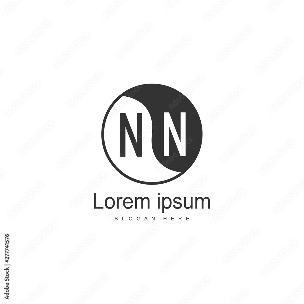Initial NN logo template with modern frame. Minimalist NN letter logo vector illustration