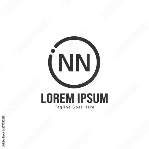 Initial NN logo template with modern frame. Minimalist NN letter logo vector illustration