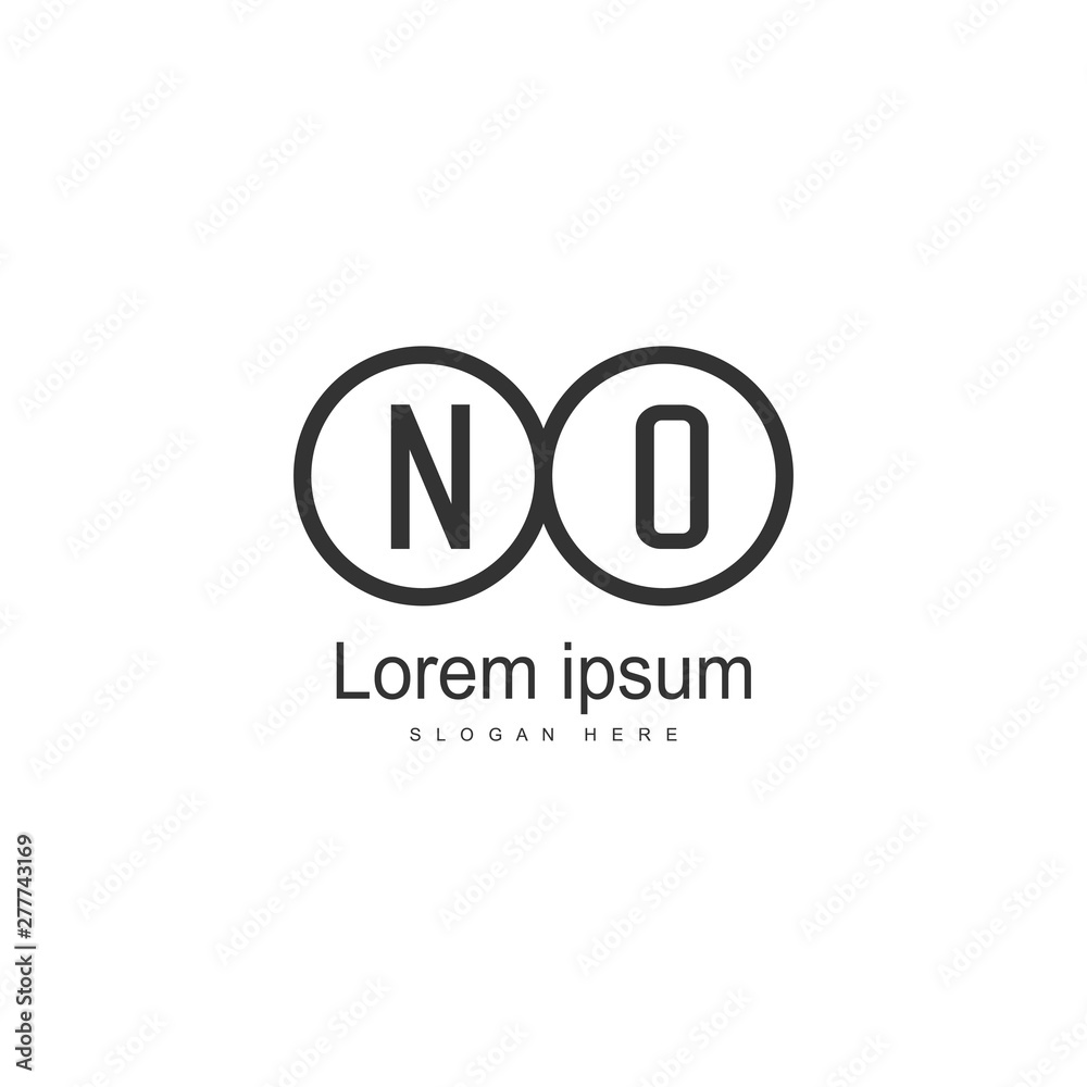 Initial NO logo template with modern frame. Minimalist NO letter logo vector illustration