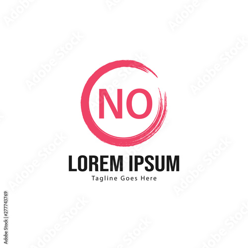 Initial NO logo template with modern frame. Minimalist NO letter logo vector illustration