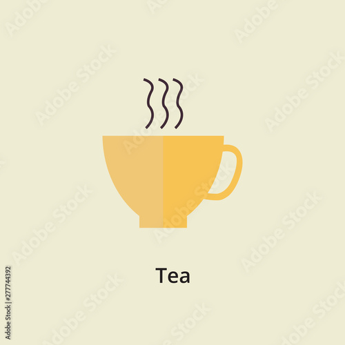  A cup of hot cafe coffee or caffeine drink flat vector icon 
