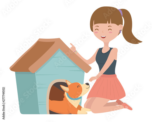 Girl with dog cartoon design