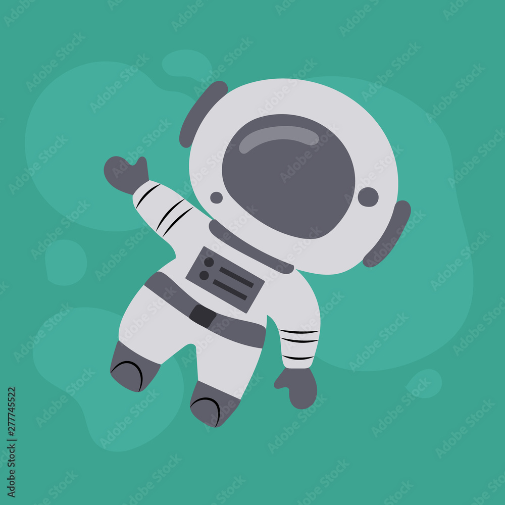 Cute little astronaut. Great design element for kids apparel, nursery decoration, patch, poster, t-shirt.  Hand drawn vector illustration.