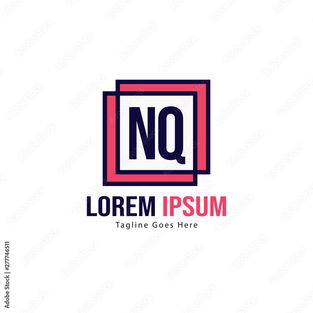Fototapeta premium Initial NQ logo template with modern frame. Minimalist NQ letter logo vector illustration