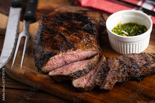 grilled and sliced tri tip steak photo