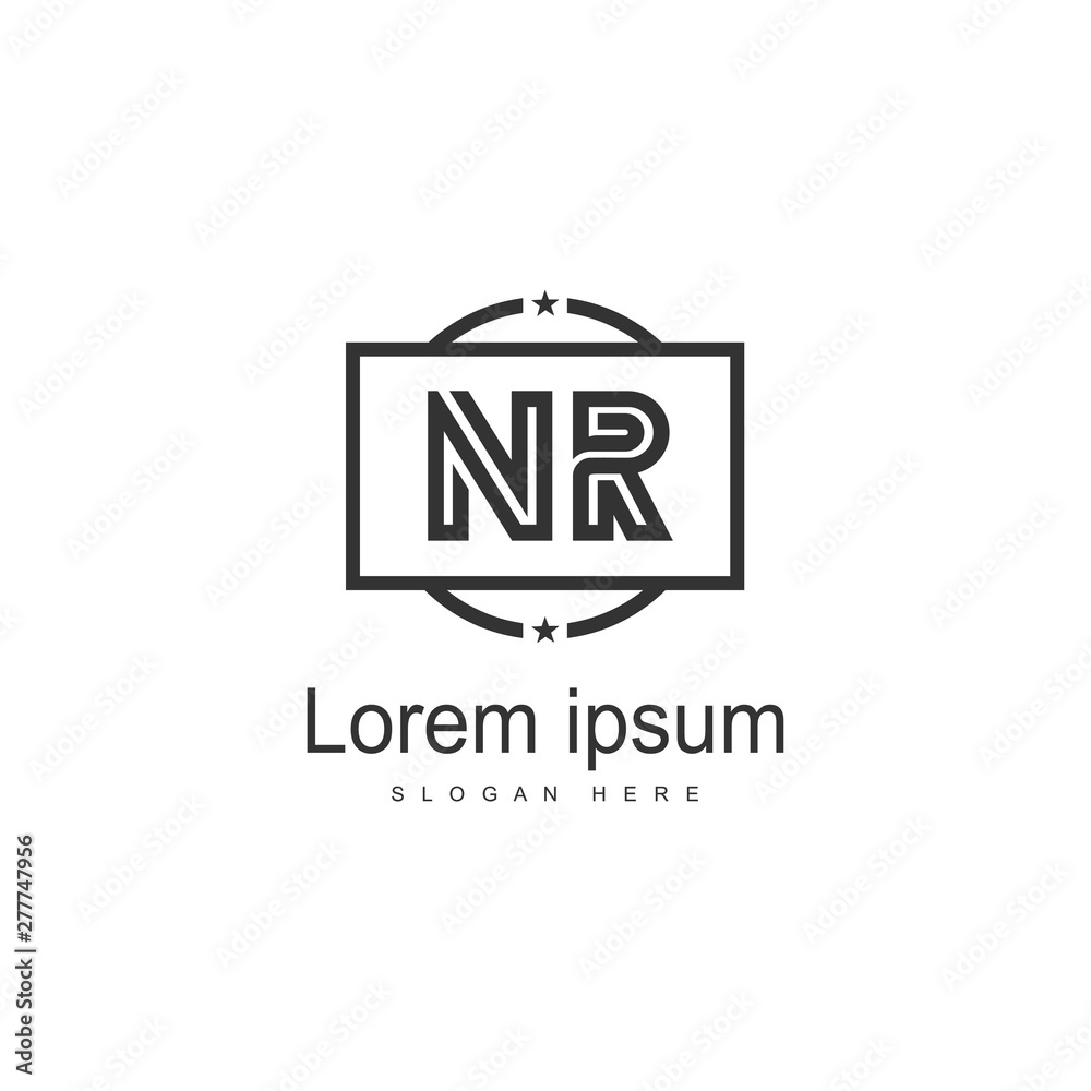Initial NR logo template with modern frame. Minimalist NR letter logo vector illustration Initial NR logo template with modern frame. Minimalist NR letter logo vector illustration