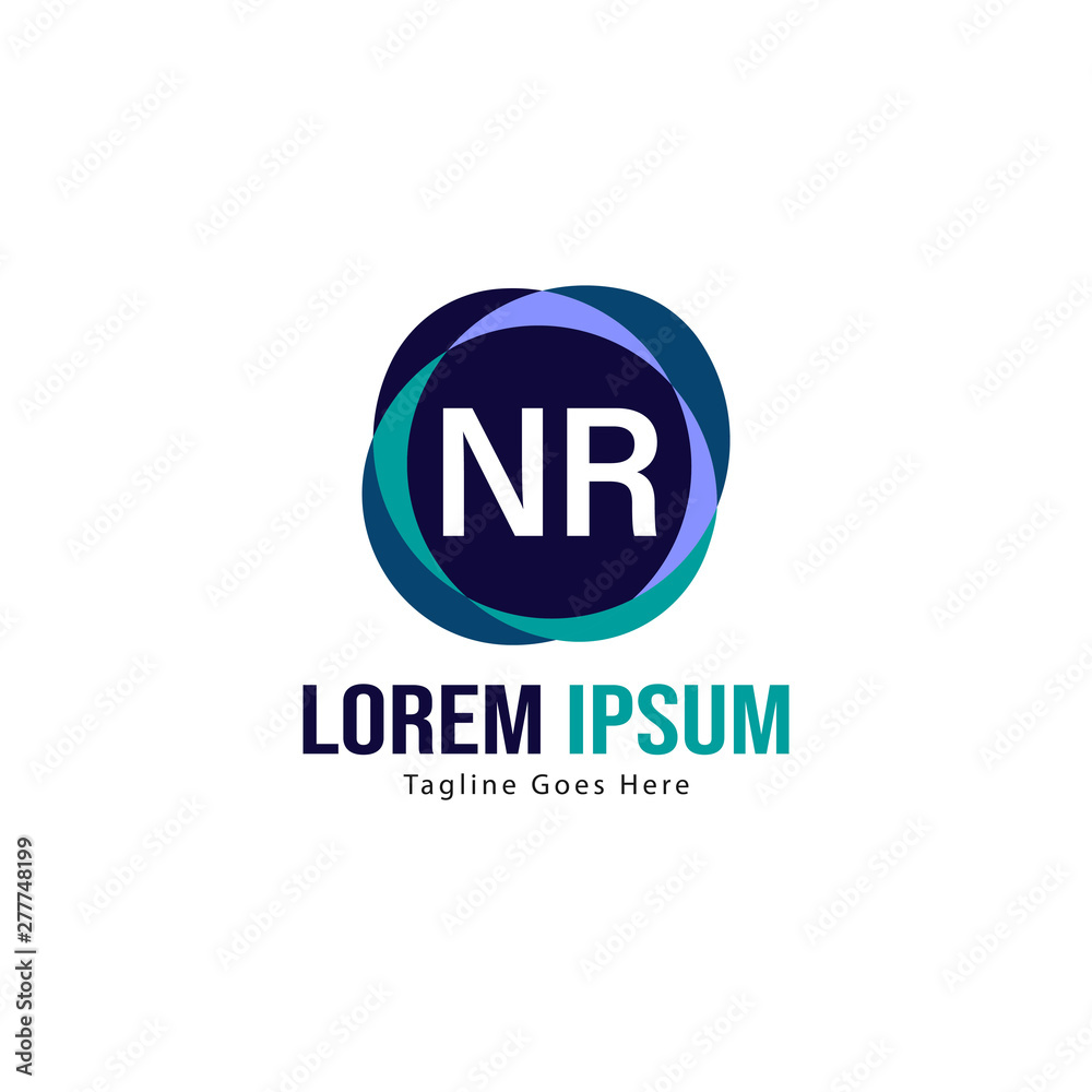 Fototapeta premium Initial NR logo template with modern frame. Minimalist NR letter logo vector illustration