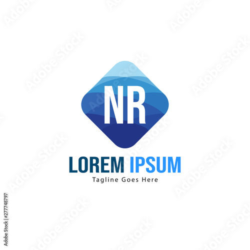 Initial NR logo template with modern frame. Minimalist NR letter logo vector illustration