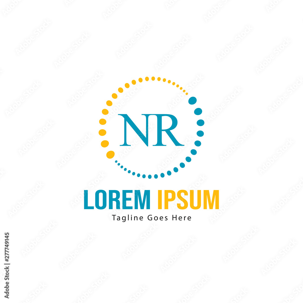 Obraz premium Initial NR logo template with modern frame. Minimalist NR letter logo vector illustration