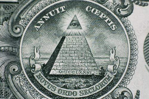 Macro close up of the US 1 dollar bill