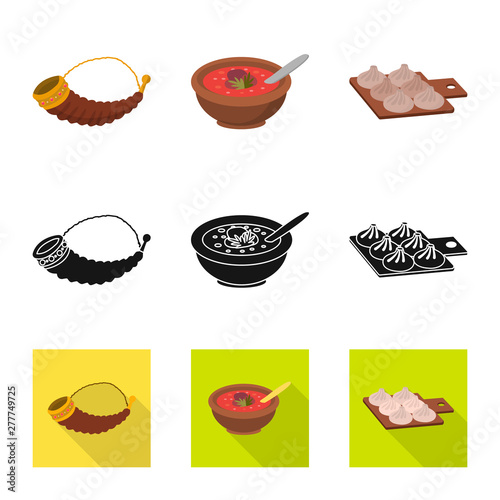 Vector illustration of culture and sightseeing sign. Set of culture and originality vector icon for stock.