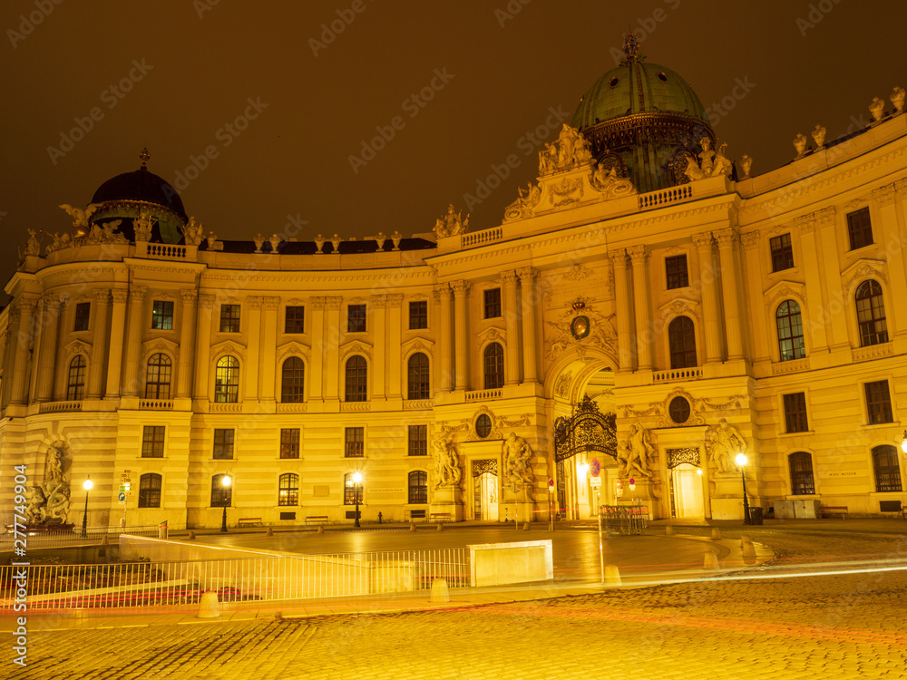 The night view of the Hofburg Palace Vienna, Austria.