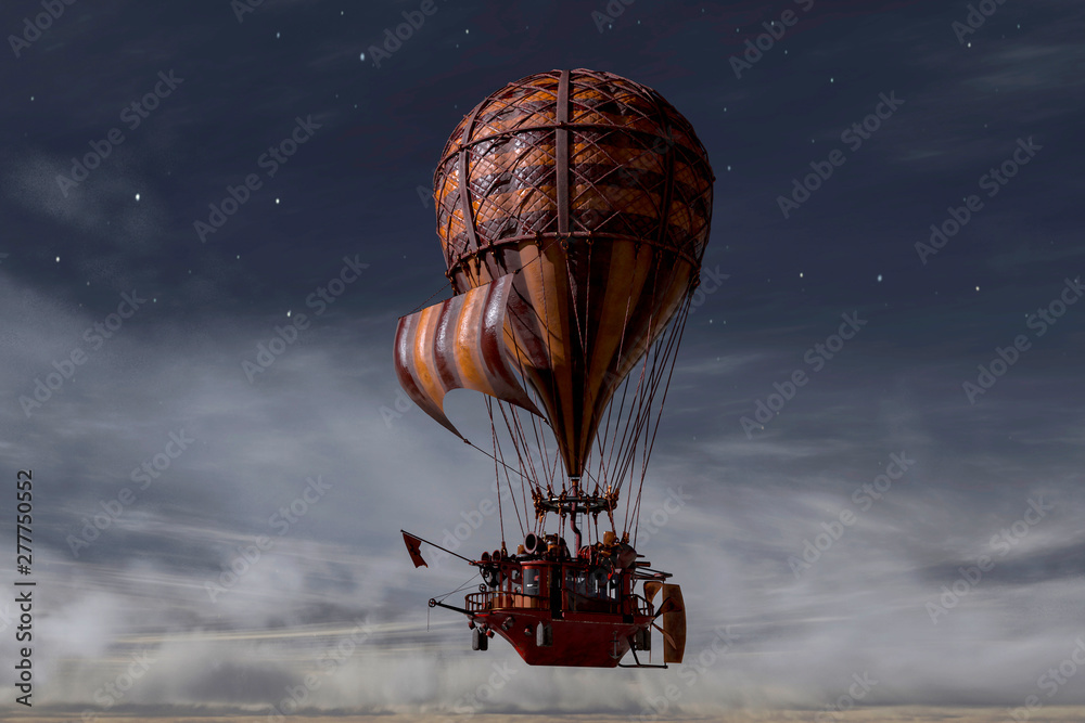 Fotografie, Obraz hot air balloon flying at night | Posters.cz