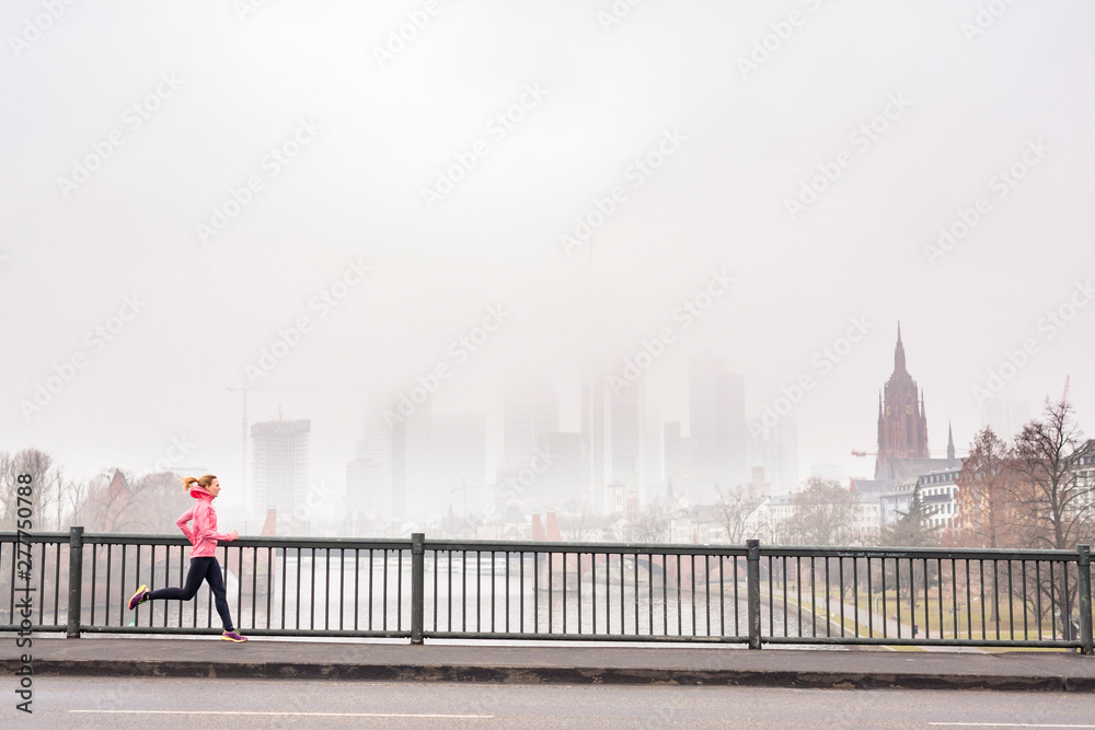 Frankfurt am Main, Hessen, Germany: Female Asics Frontrunner Thea Tralisch  running through her hometown. Stock Photo | Adobe Stock