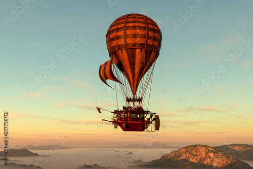 Canvas Print hot air balloon flying on summer morning