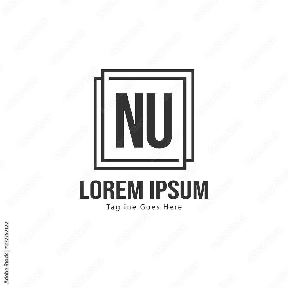 Obraz premium Initial NU logo template with modern frame. Minimalist NU letter logo vector illustration