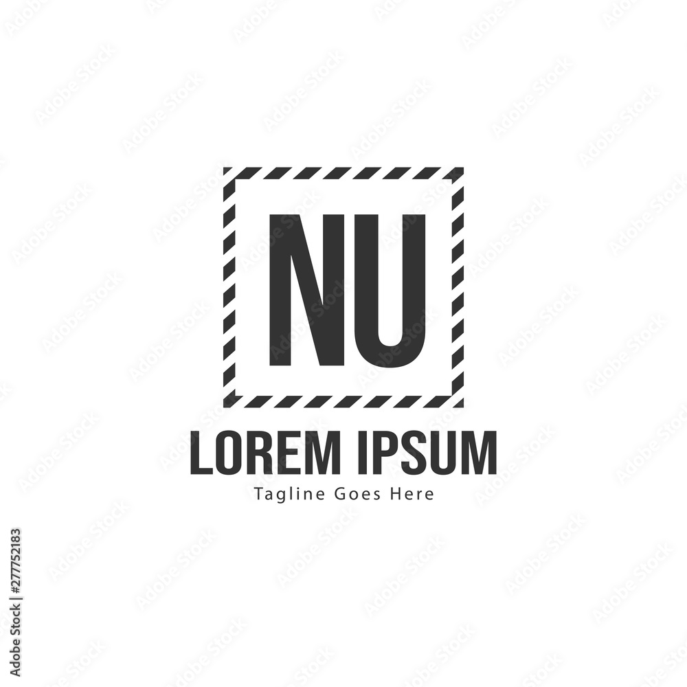 Fototapeta premium Initial NU logo template with modern frame. Minimalist NU letter logo vector illustration