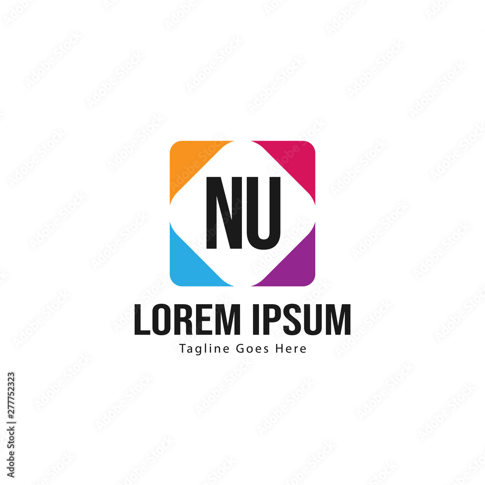 Initial NU logo template with modern frame. Minimalist NU letter logo vector illustration Initial NU logo template with modern frame. Minimalist NU letter logo vector illustration