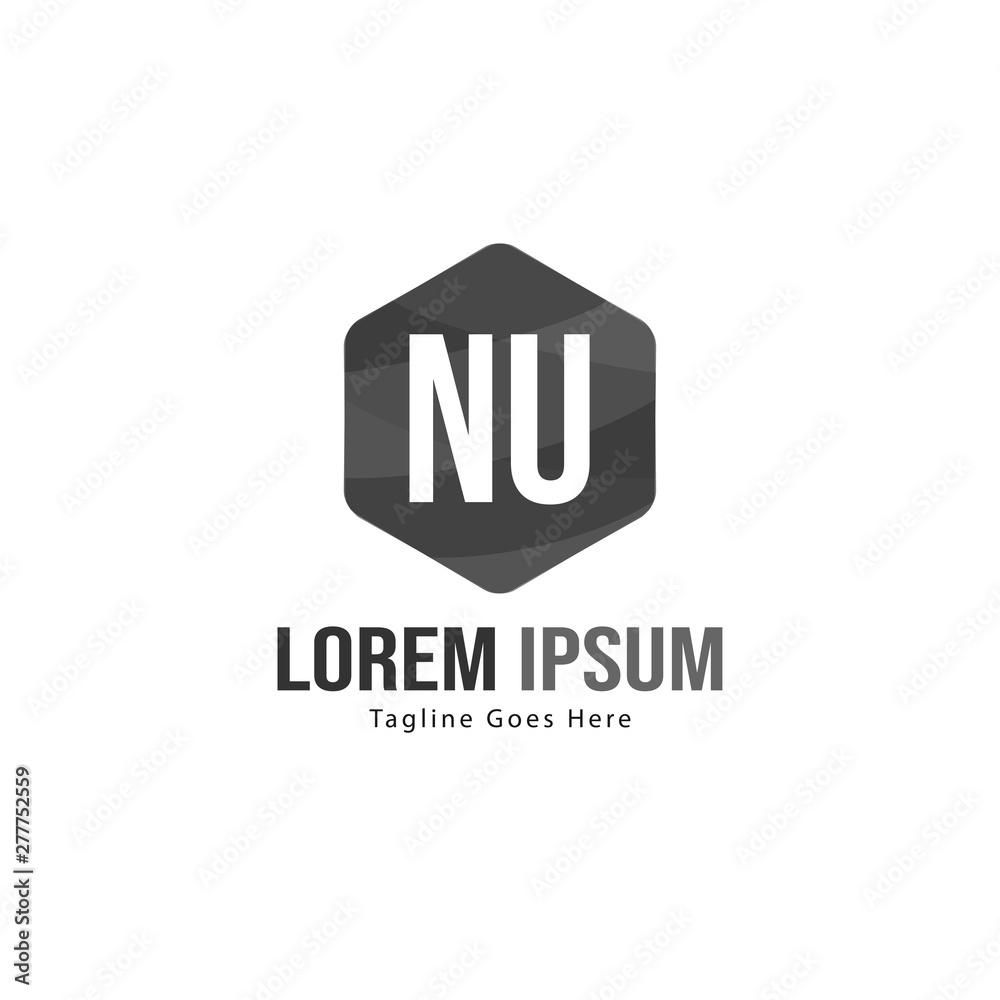 Obraz premium Initial NU logo template with modern frame. Minimalist NU letter logo vector illustration