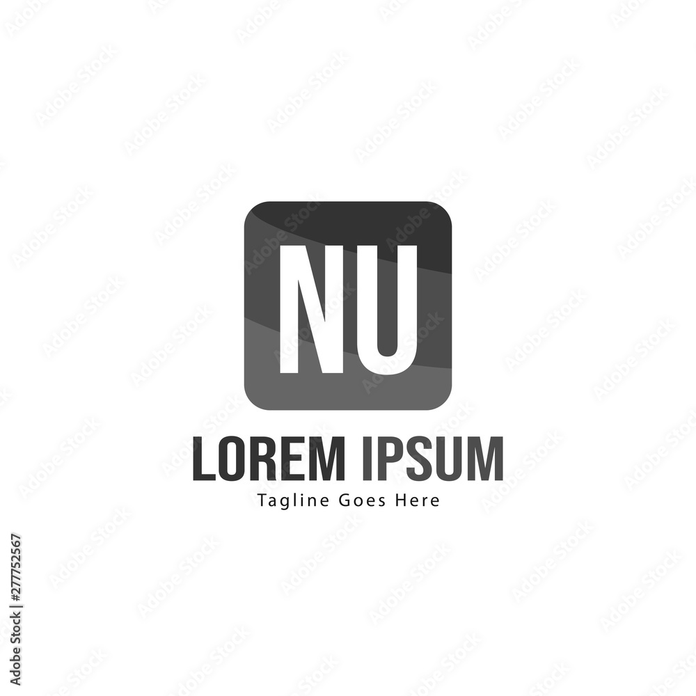 Fototapeta premium Initial NU logo template with modern frame. Minimalist NU letter logo vector illustration