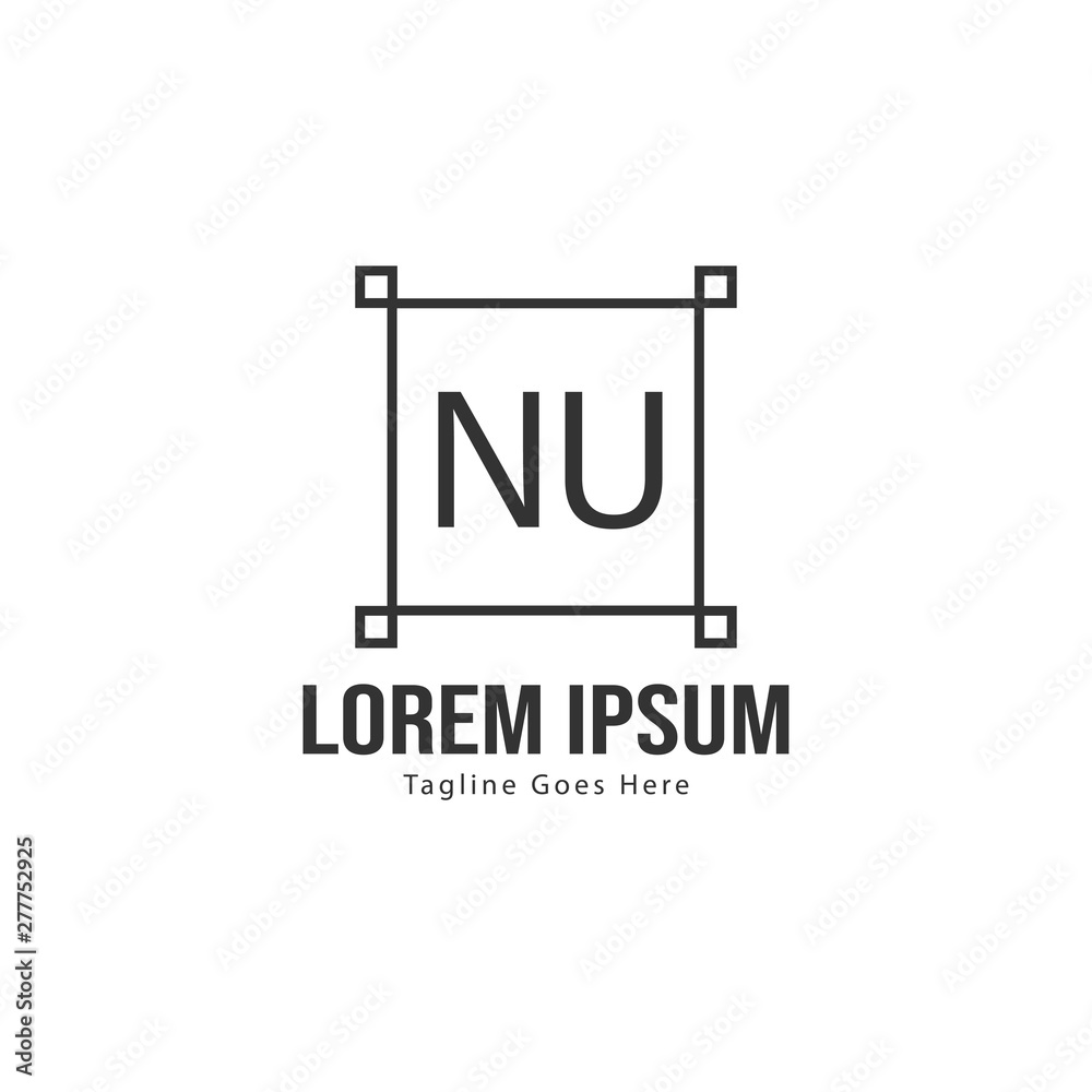 Obraz premium Initial NU logo template with modern frame. Minimalist NU letter logo vector illustration