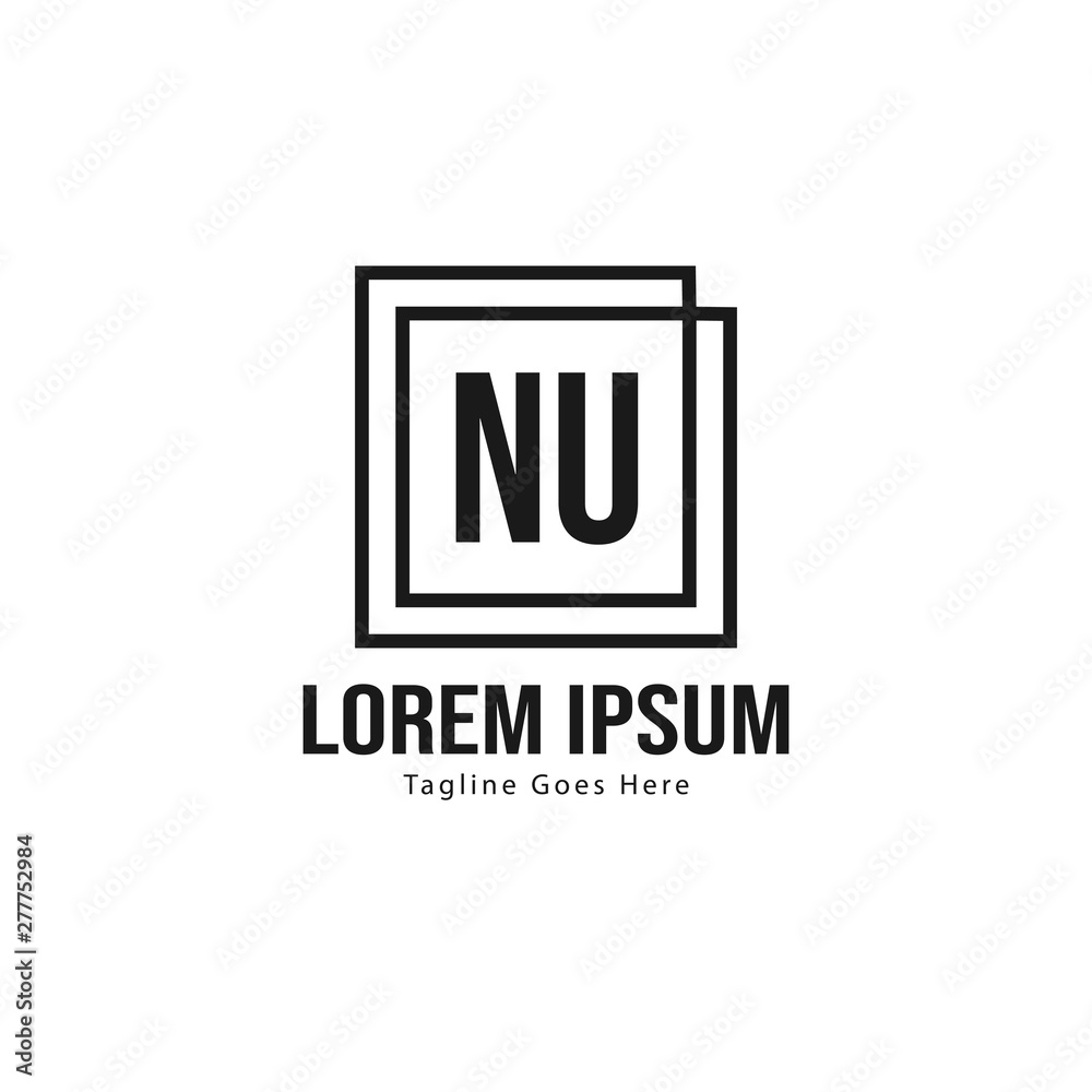 Obraz premium Initial NU logo template with modern frame. Minimalist NU letter logo vector illustration
