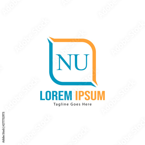 Free Download Initial NU logo template with modern frame. Minimalist NU letter logo vector illustration - GFXLoad
