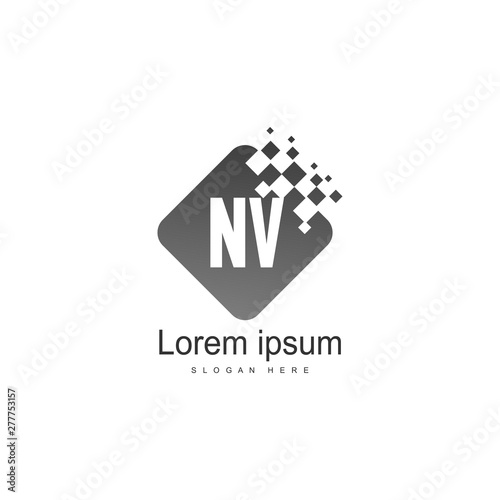 Initial NV logo template with modern frame. Minimalist NV letter logo vector illustration