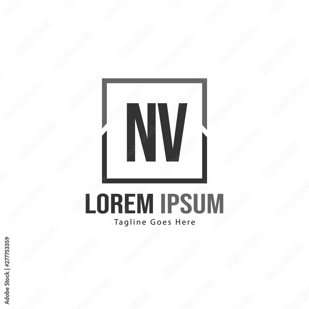 Initial NV logo template with modern frame. Minimalist NV letter logo vector illustration Initial NV logo template with modern frame. Minimalist NV letter logo vector illustration