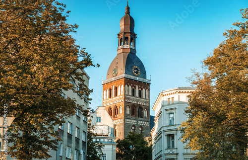 Riga, Latvia, view of the Dome Cathedral in the center of the old city