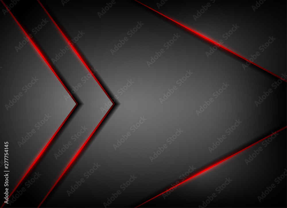 Red light line shadow on gray background, vector illustration