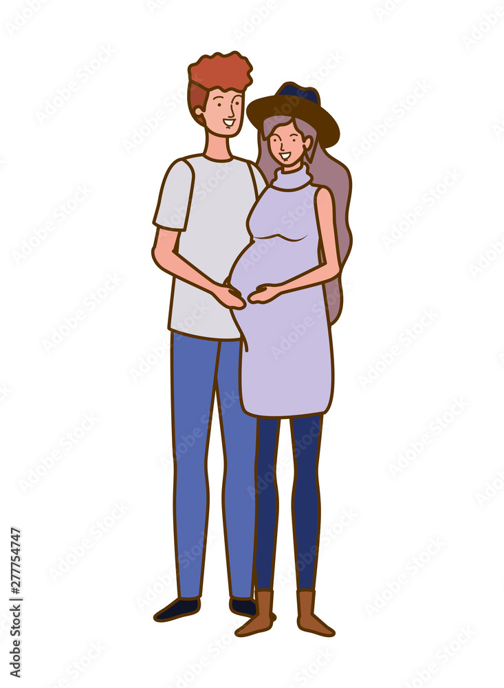 pregnant woman with husband standing