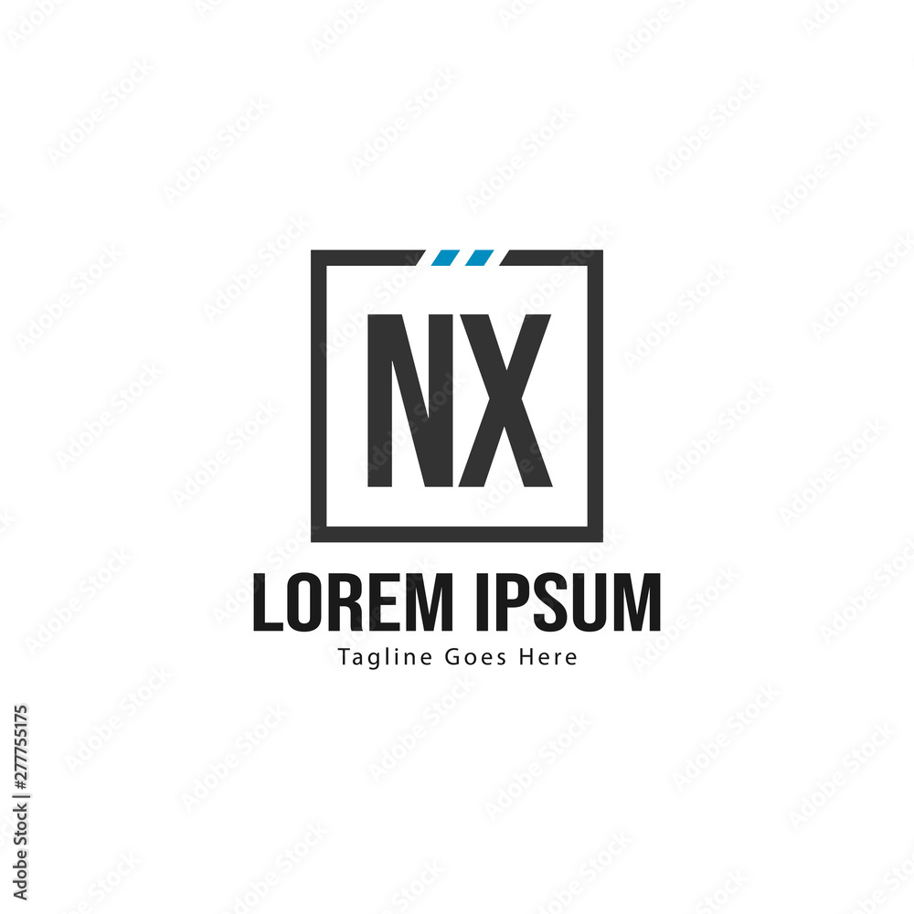 Obraz premium Initial NX logo template with modern frame. Minimalist NX letter logo vector illustration