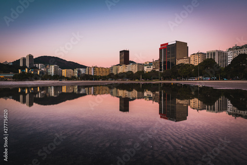 Panoramic View of Buildings Reflected on Water in Botafogo, Rio de Janeiro, Brazil © Donatas Dabravolskas