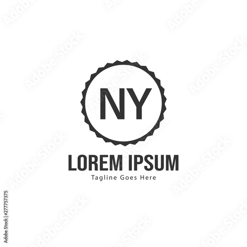Initial NY logo template with modern frame. Minimalist NY letter logo vector illustration
