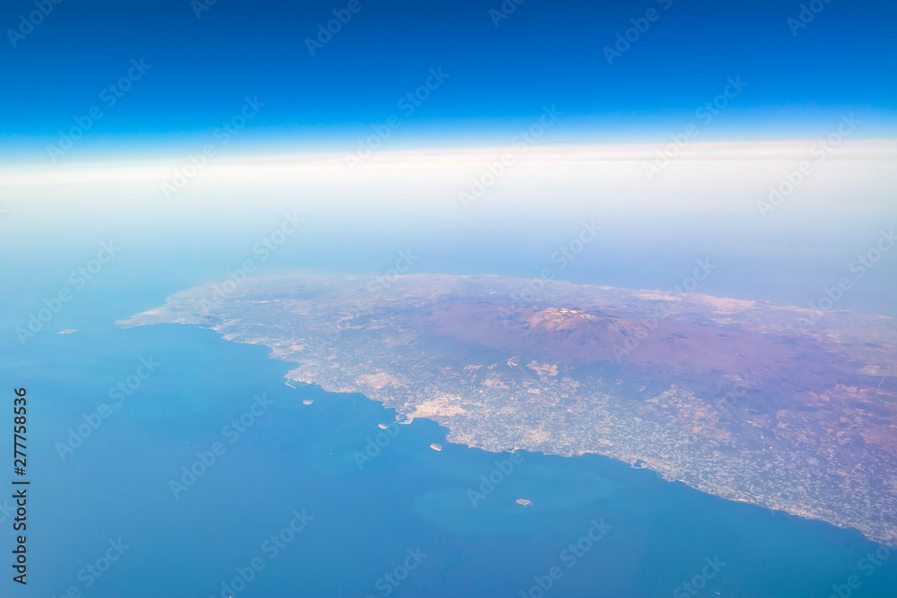 Aerial view of the beautiful Jeju Province with Hallasan