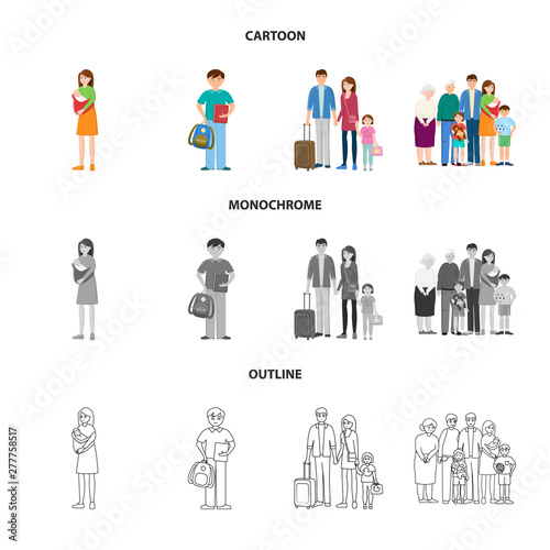 Isolated object of character and avatar icon. Set of character and portrait stock symbol for web.