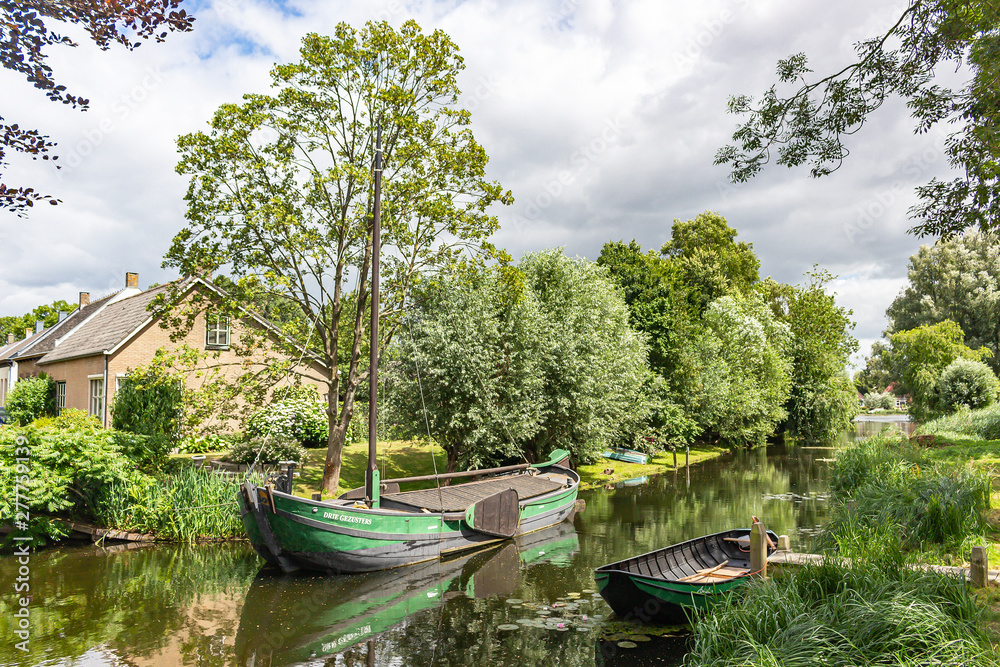 Picture of the boats in a canal in the picturesque village of Drimmelen, Netherlands 2