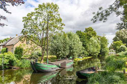 Wallpaper Mural Picture of the boats in a canal in the picturesque village of Drimmelen, Netherlands 2 Torontodigital.ca