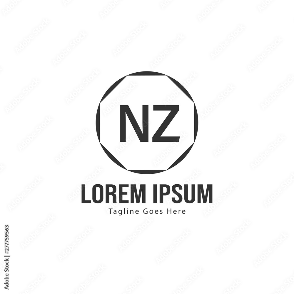 Initial NZ logo template with modern frame. Minimalist NZ letter logo vector illustration Initial NZ logo template with modern frame. Minimalist NZ letter logo vector illustration