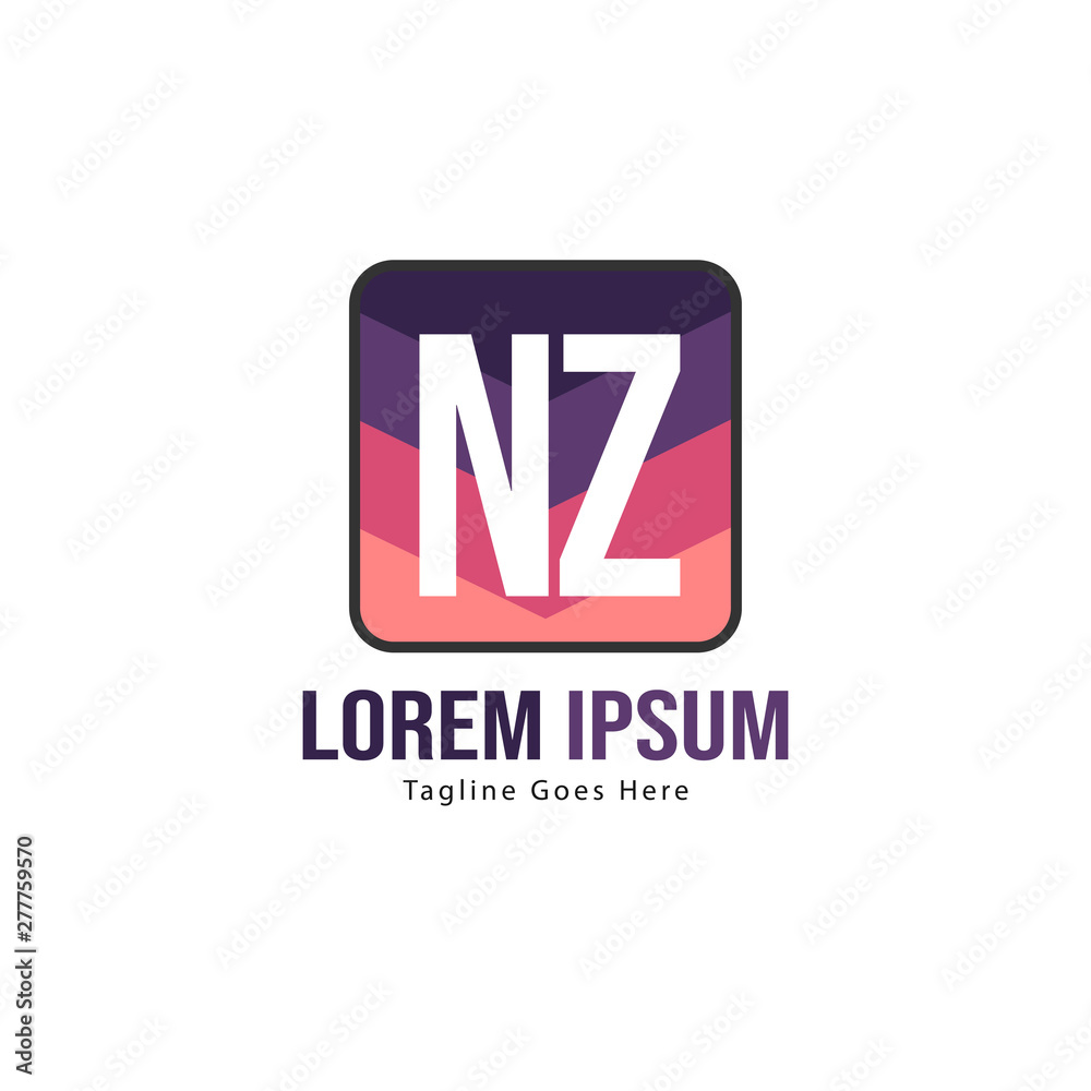 Initial NZ logo template with modern frame. Minimalist NZ letter logo vector illustration Initial NZ logo template with modern frame. Minimalist NZ letter logo vector illustration