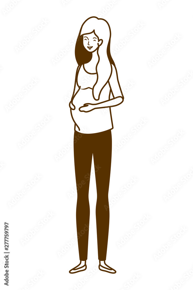 silhouette of woman pregnant standing on white background silhouette of woman pregnant standing on white background