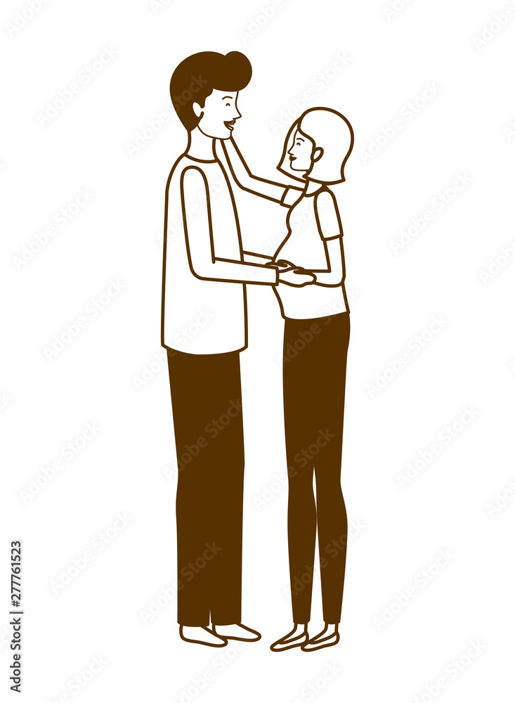 silhouette of pregnant woman with husband standing silhouette of pregnant woman with husband standing