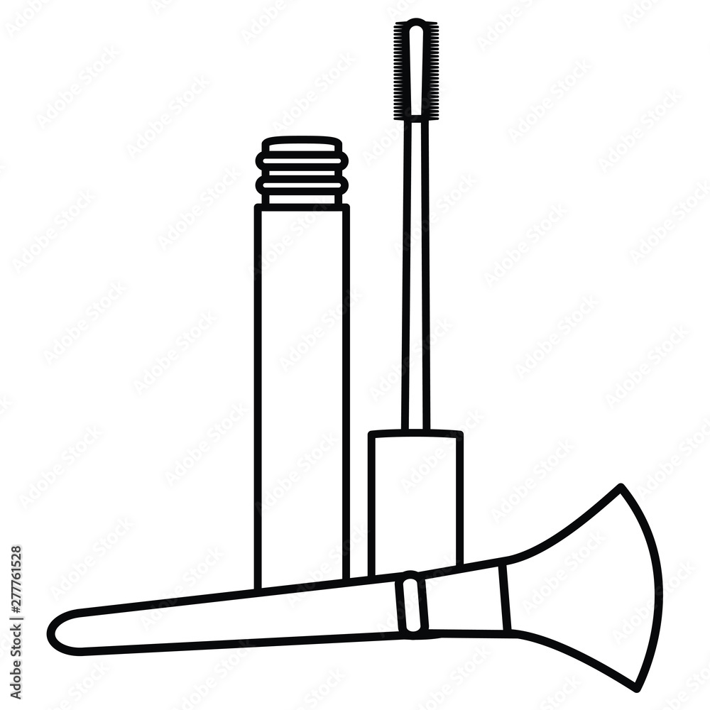 eyelash and brush make up drawing icon eyelash and brush make up drawing icon