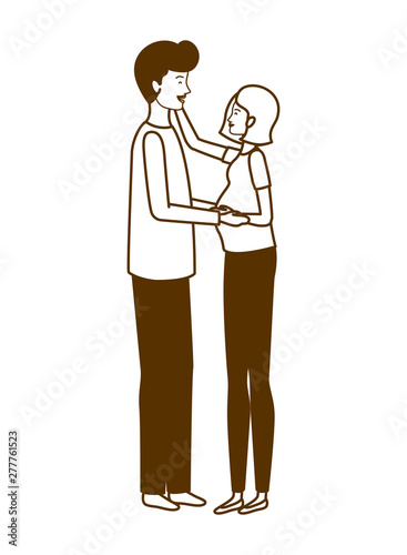 silhouette of pregnant woman with husband standing