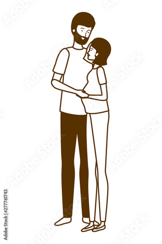 silhouette of pregnant woman with husband standing