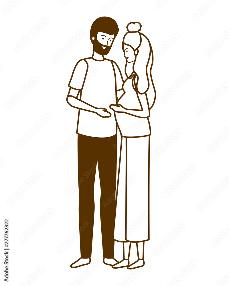 silhouette of pregnant woman with husband standing silhouette of pregnant woman with husband standing